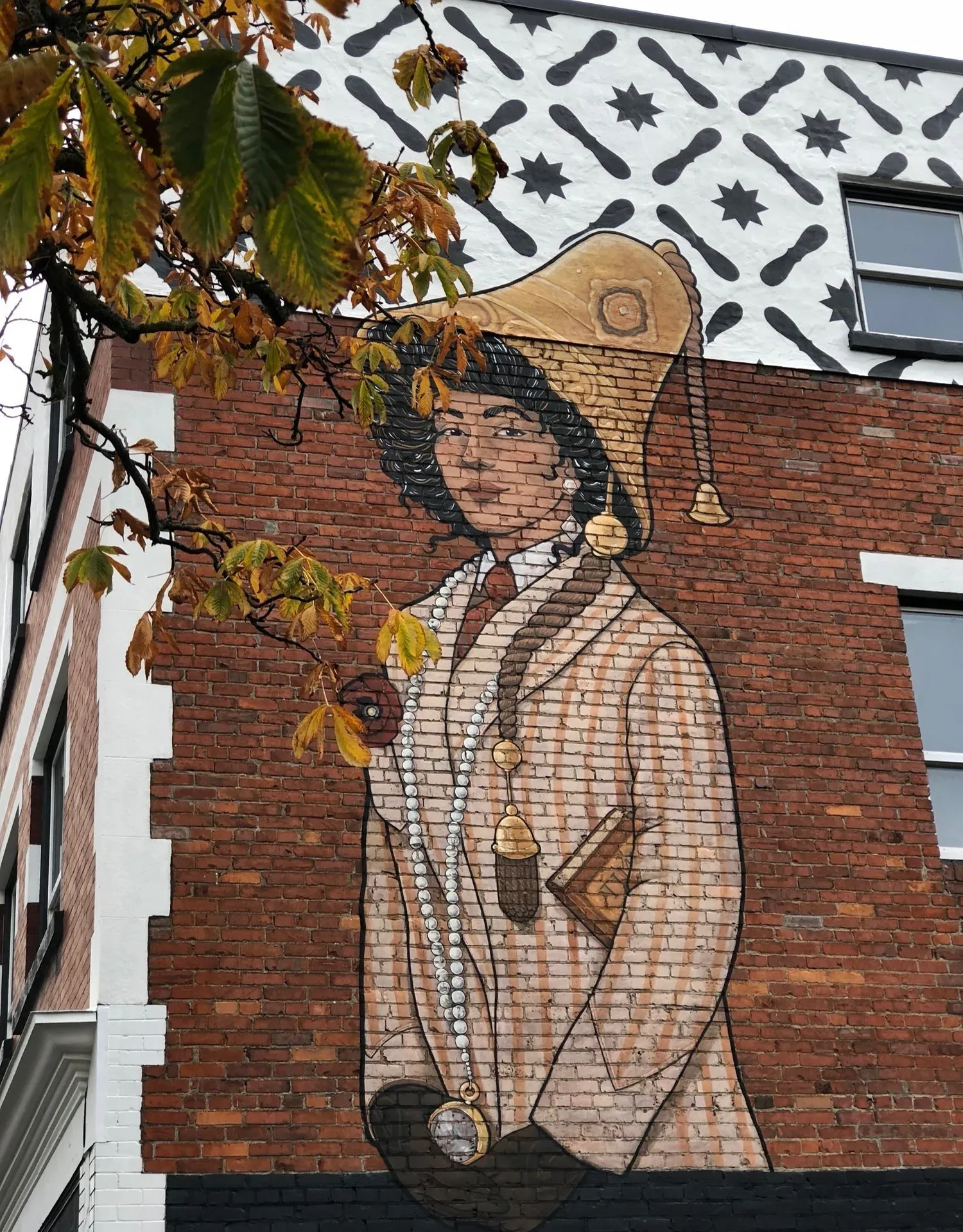 The restored brickwork on the Cook Street facade