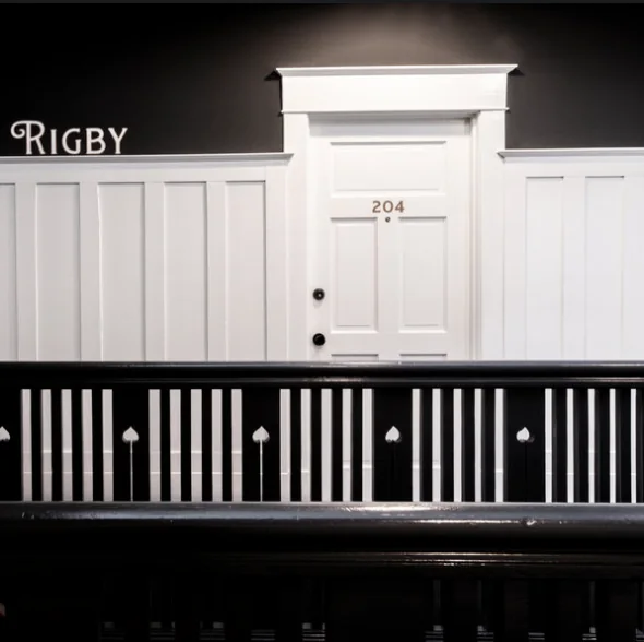 The Rigby landing, with the door to home 204
