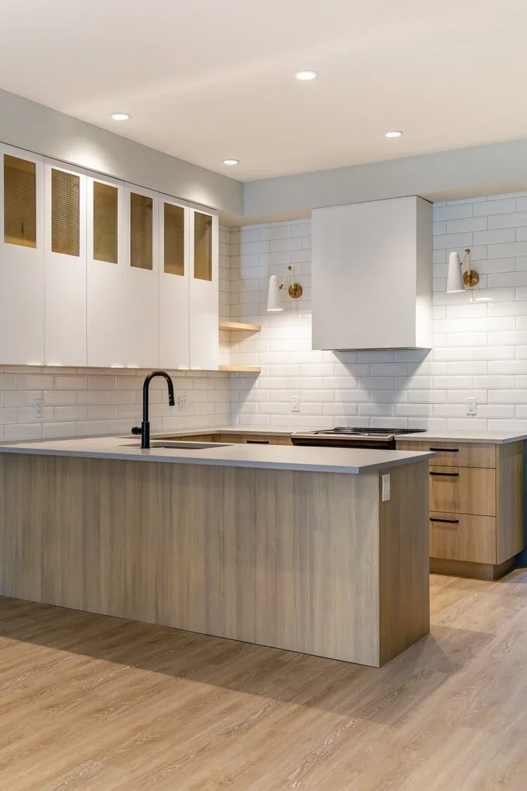 The kitchen island in a Meares Street townhouse