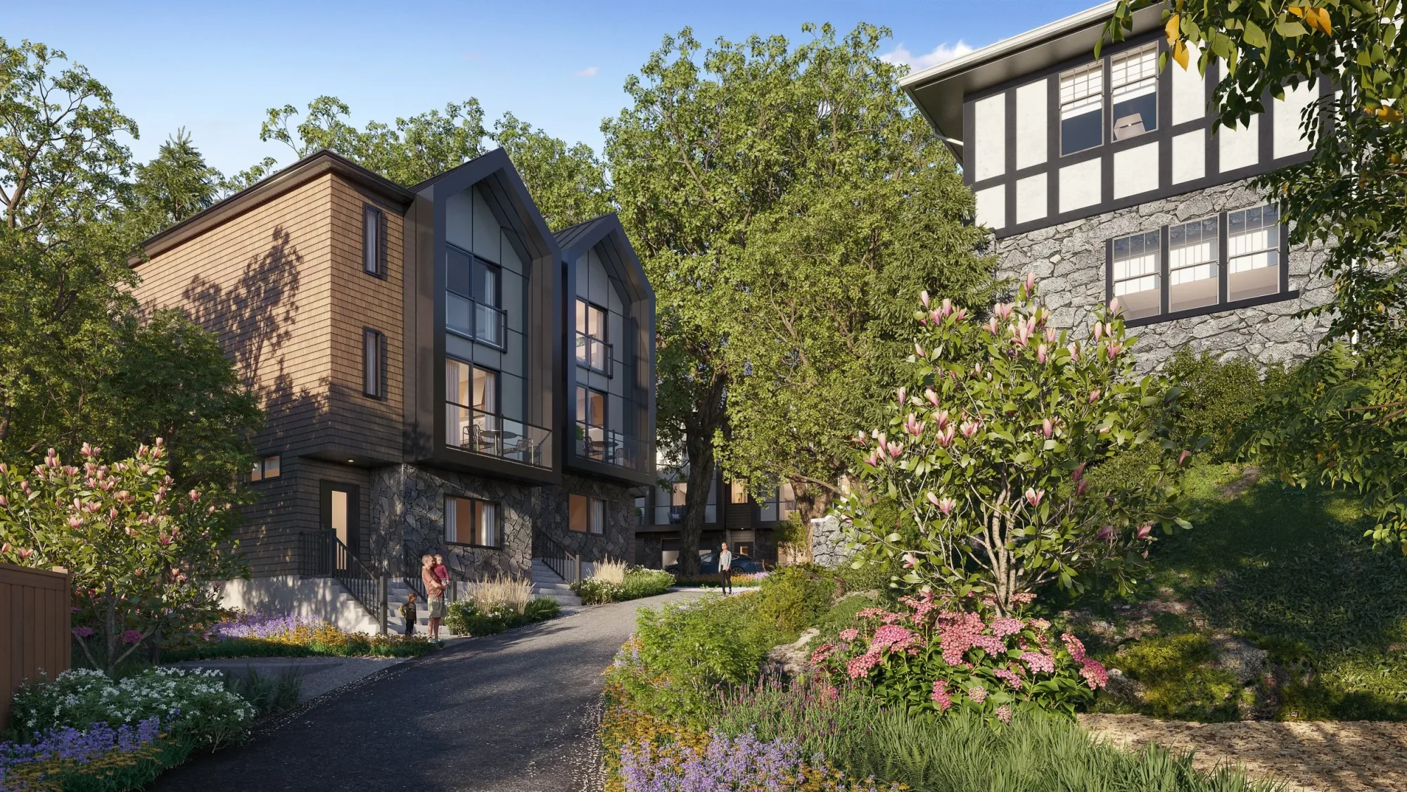 Edwin Oaks townhomes, seen from the west