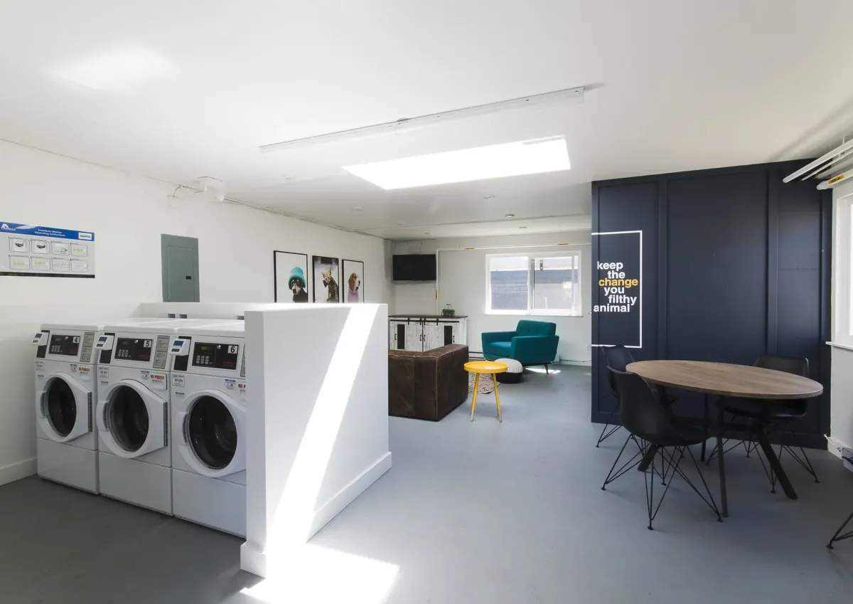 The shared laundry and lounge
