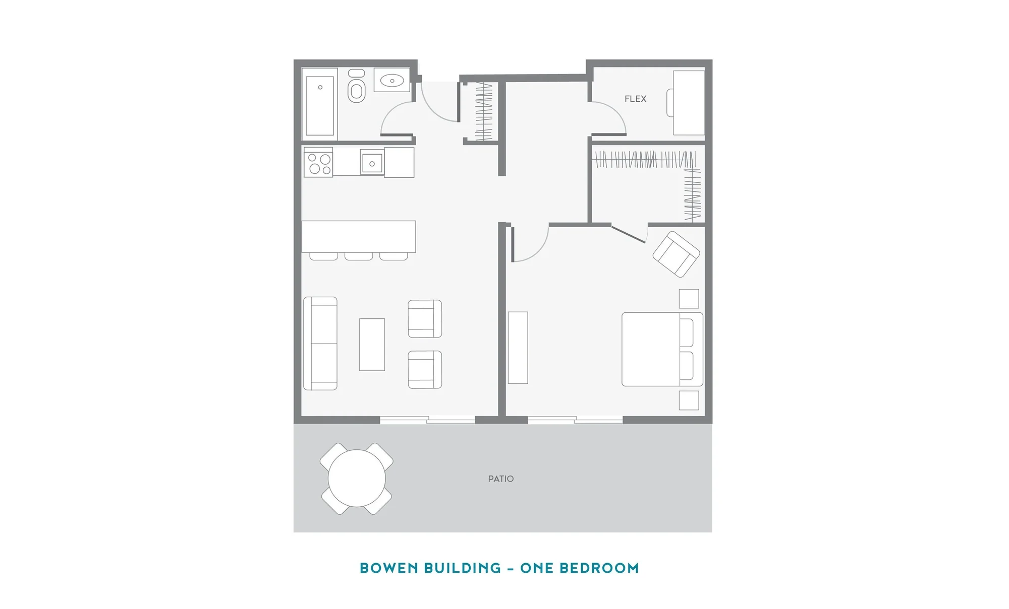 Floor plan: Bowen building, one bedroom