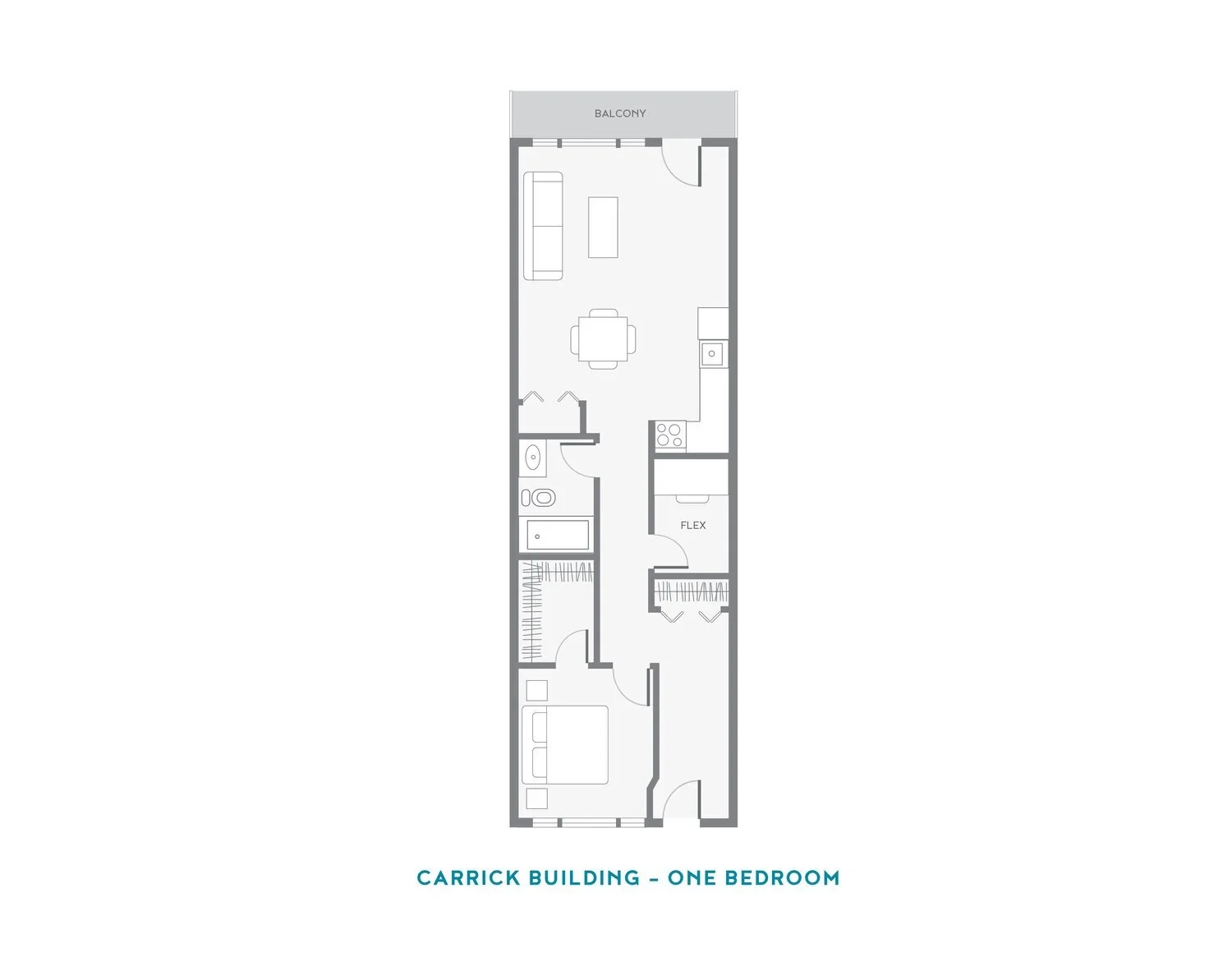 Floor plan: Carrick building, one bedroom