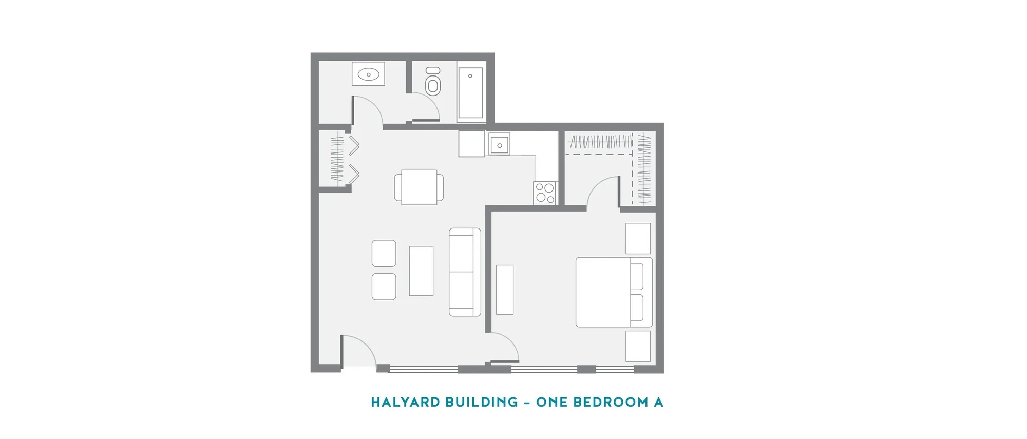 Floor plan: Halyard building, one bedroom A