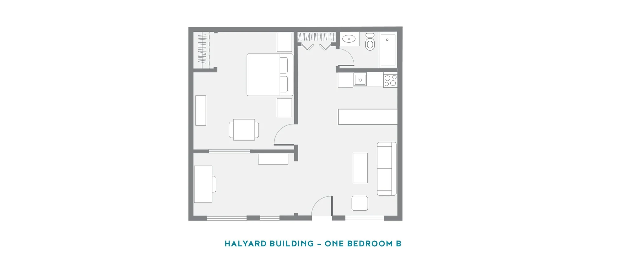 Floor plan: Halyard building, one bedroom B