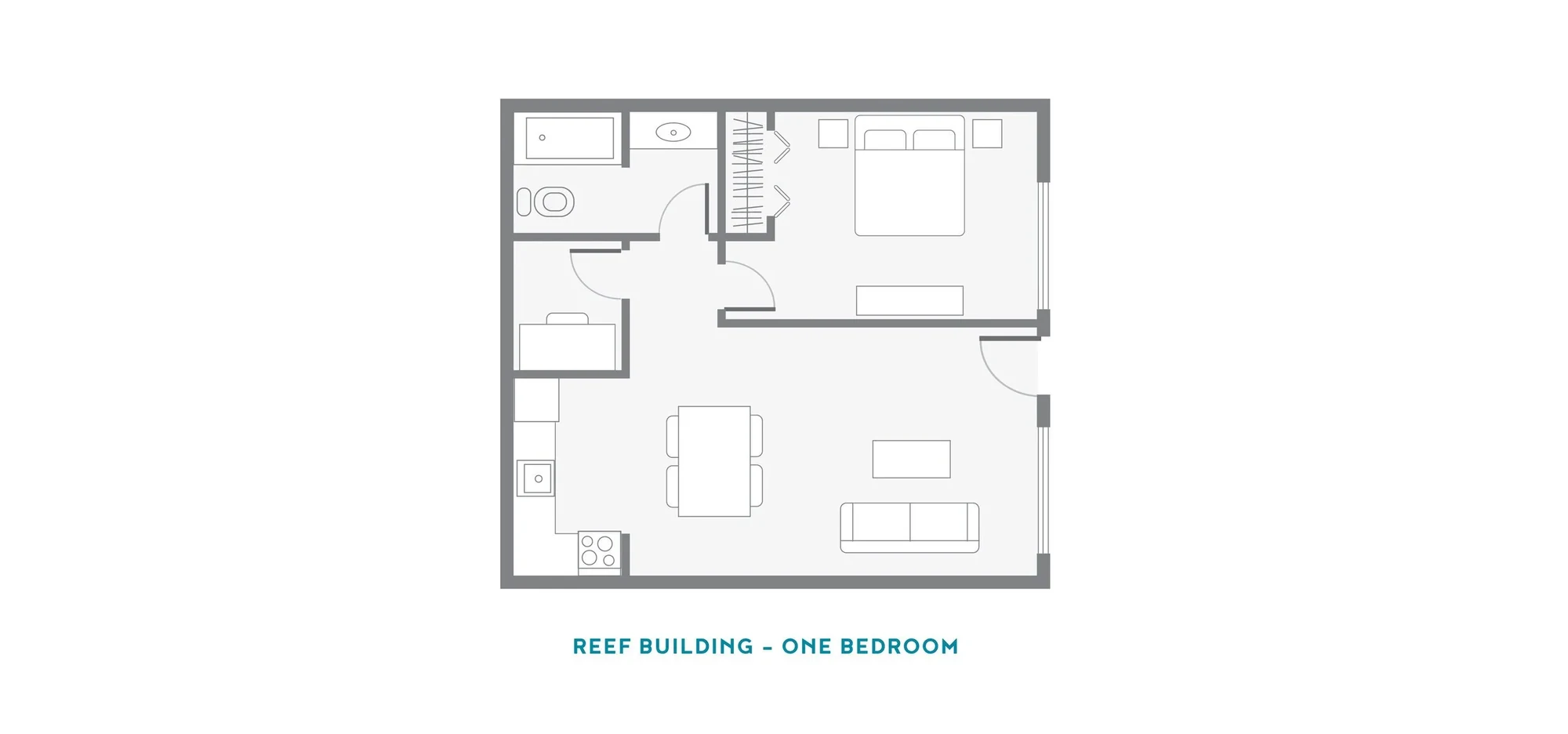Floor plan: Reef building, one bedroom