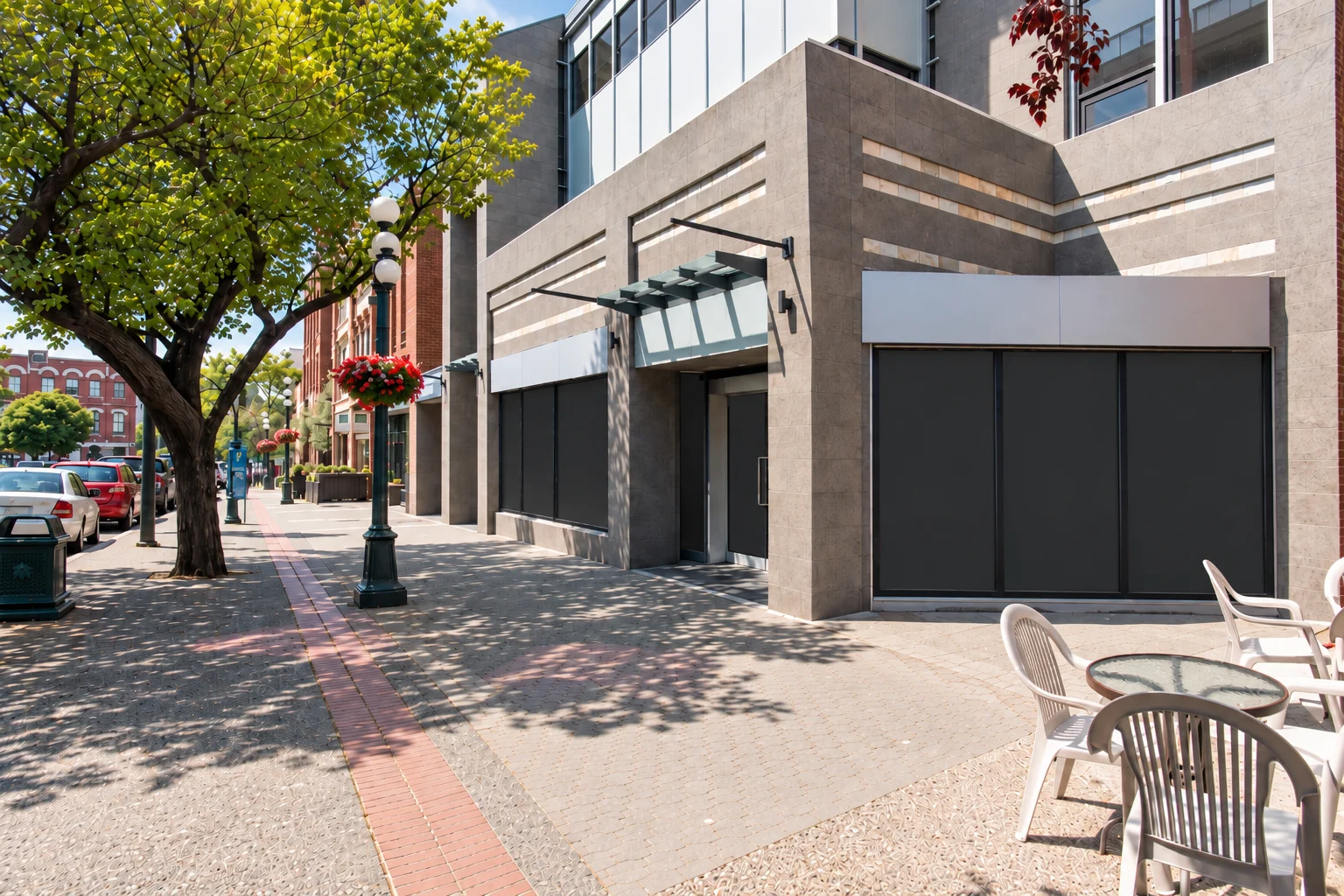 546 Yates Street, Victoria — the stone-clad frontage and glass canopy on Yates